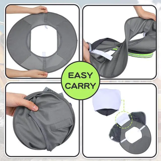 Alt view image 3 of 6 - SATINIOR 2Pcs Hard Hat Sun Shade, High Visibility Full Brim Mesh Sun Visor Neck Protection,Reflective Strip Neck Gaiter Bandana Face Scarf for Construction Helmet Hardhat Accessories(Grey)