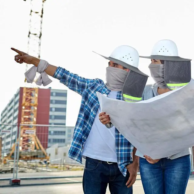 Alt view image 5 of 6 - SATINIOR 2Pcs Hard Hat Sun Shade, High Visibility Full Brim Mesh Sun Visor Neck Protection,Reflective Strip Neck Gaiter Bandana Face Scarf for Construction Helmet Hardhat Accessories(Grey)