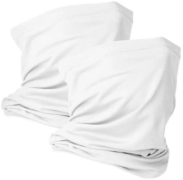 Main image of VULKIT 2 Pack Neck Gaiter Face Mask Scarf Reusable Bandanas Tube UV Protection Headwear Balaclava Outdoor Sport for Men and Women White