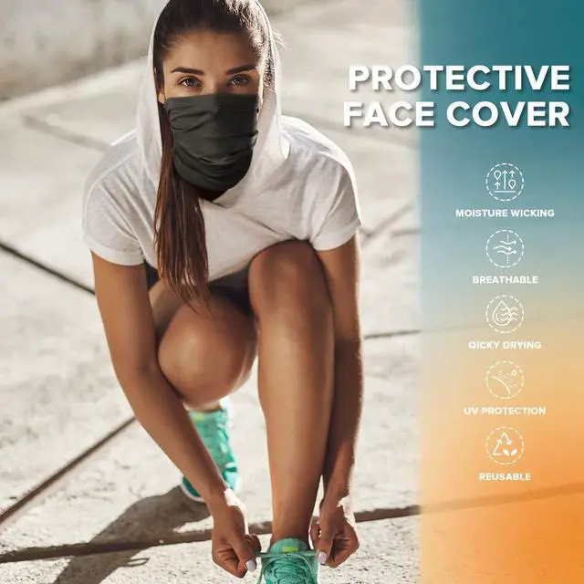 Alt view image 2 of 7 - VULKIT 2 Pack Neck Gaiter Face Mask Scarf Reusable Bandanas Tube UV Protection Headwear Balaclava Outdoor Sport for Men and Women White