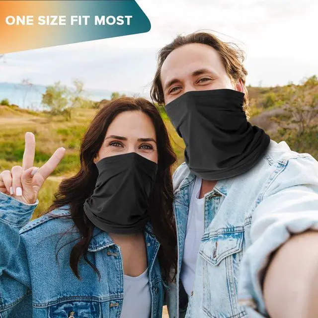Alt view image 4 of 7 - VULKIT 2 Pack Neck Gaiter Face Mask Scarf Reusable Bandanas Tube UV Protection Headwear Balaclava Outdoor Sport for Men and Women White