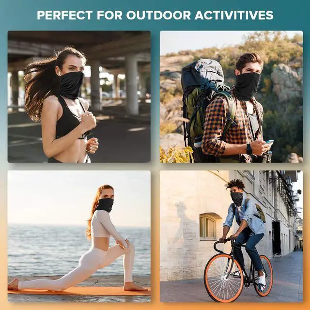 Alt view image 6 of 7 - VULKIT 2 Pack Neck Gaiter Face Mask Scarf Reusable Bandanas Tube UV Protection Headwear Balaclava Outdoor Sport for Men and Women White