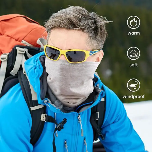 Alt view image 4 of 6 - EXski Winter Neck Gaiter Warmer, Soft Fleece Face Mask Scarf for Cold Weather Skiing Cycling Outdoor Sports Grey