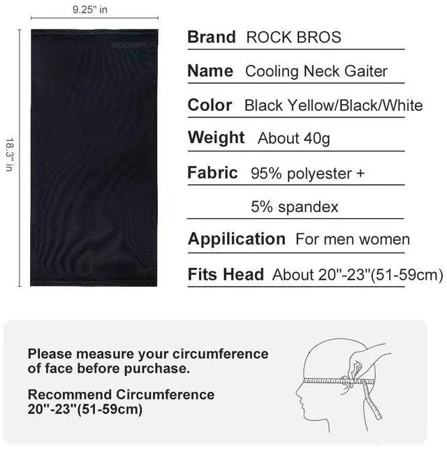 Alt view image 7 of 7 - ROCKBROS Cooling Neck Gaiter Face Mask Fishing Scarf Face Cover for Men Women (black)