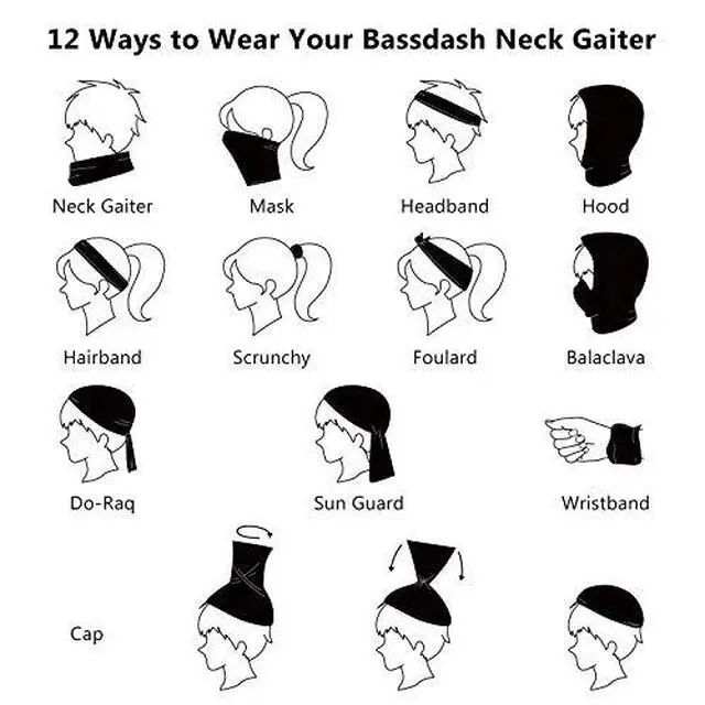 Alt view image 3 of 3 - BASSDASH UPF 50+ UV Sun Protection Neck Gaiter Fishing Mask Hunting Kayaking Hiking Cycling Ski Sports