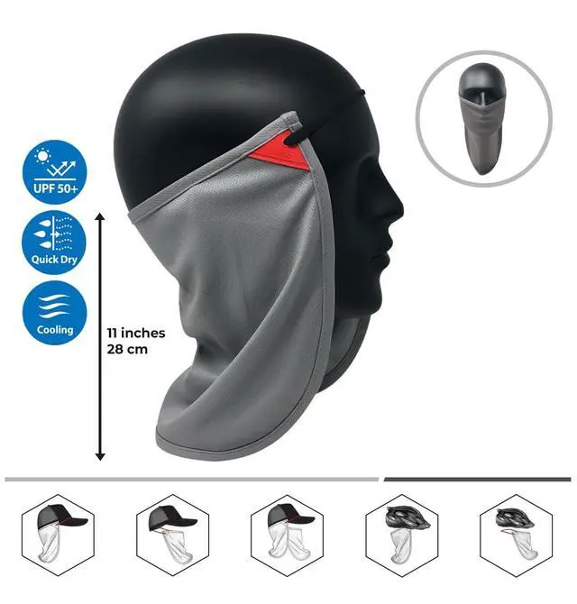 Alt view image 2 of 6 - CoolNES - UV Sun Protection Neck Drape Adjustable Multifunctional 2 in 1 Face Covering for Outdoor Fishing - Unisex LightGray