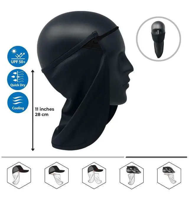 Alt view image 2 of 6 - CoolNES - UV Sun Protection Neck Drape Adjustable Multifunctional 2 in 1 Face Covering for Outdoor Fishing - Unisex Black