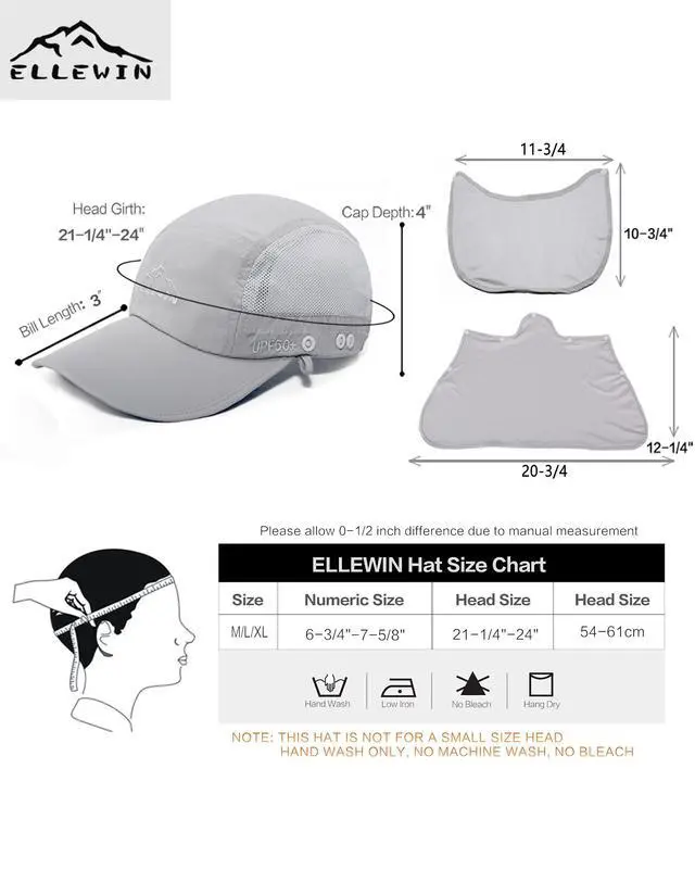 Alt view image 5 of 5 - ELLEWIN Outdoor Sun Hat for Men Women UPF 50+ Fishing UV Hat with Neck Flap Face Cover for Sun Protection