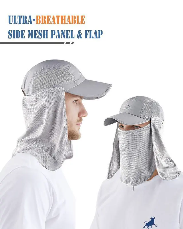 Alt view image 3 of 5 - ELLEWIN Outdoor Sun Hat for Men Women UPF 50+ Fishing UV Hat with Neck Flap Face Cover for Sun Protection