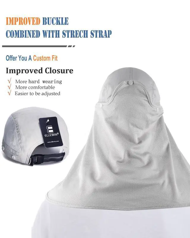 Alt view image 4 of 5 - ELLEWIN Outdoor Sun Hat for Men Women UPF 50+ Fishing UV Hat with Neck Flap Face Cover for Sun Protection