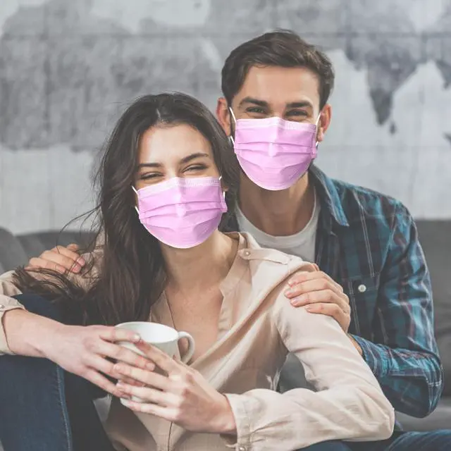 Alt view image 4 of 7 - DC-BEAUTIFUL 100 Pcs Pink Disposable 3 Ply Earloop Face Masks,Fit for Adults