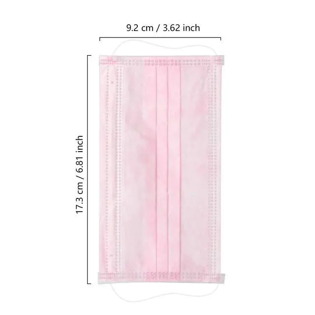 Alt view image 3 of 5 - Wecolor 100 Pcs Pink Masks, Disposable Face Mask, 3 Ply Protection Masks