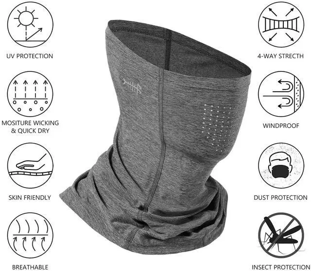Alt view image 4 of 7 - BASSDASH Neck Gaiter Mask UPF 50 Sun Protection for Men & Women, Fishing, Hiking, Outdoor