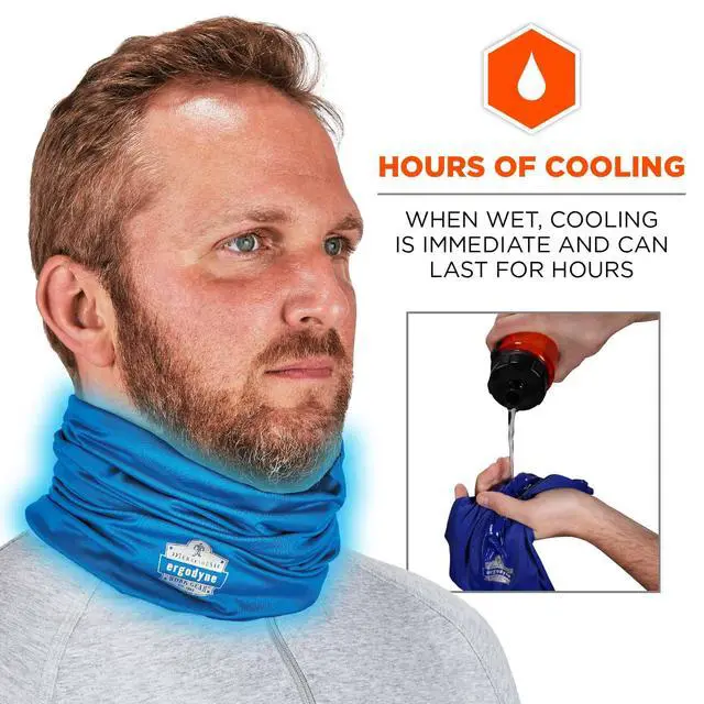 Alt view image 3 of 7 - Ergodyne Chill-Its 6487 Cooling Neck Gaiter, Multiple Ways to Wear Headband or Face Mask,Blue