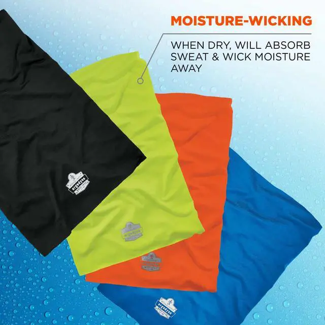 Alt view image 5 of 7 - Ergodyne Chill-Its 6487 Cooling Neck Gaiter, Multiple Ways to Wear Headband or Face Mask,Blue