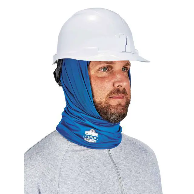 Alt view image 6 of 7 - Ergodyne Chill-Its 6487 Cooling Neck Gaiter, Multiple Ways to Wear Headband or Face Mask,Blue