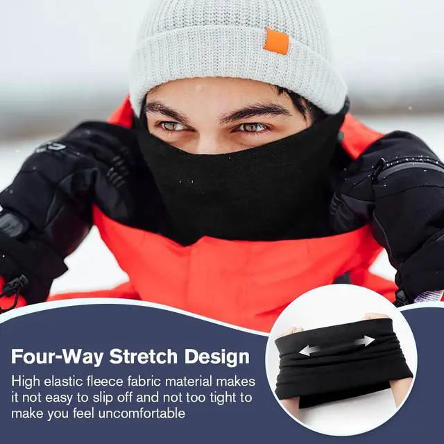 Alt view image 2 of 7 - Apidgrowth 1Pack Winter Neck Gaiter Warmer - Face Cover Scarf Windproof Fleece for Men & Women Sport Outdoors Skiing Fishing Hiking Cycling Christmas Gift Black