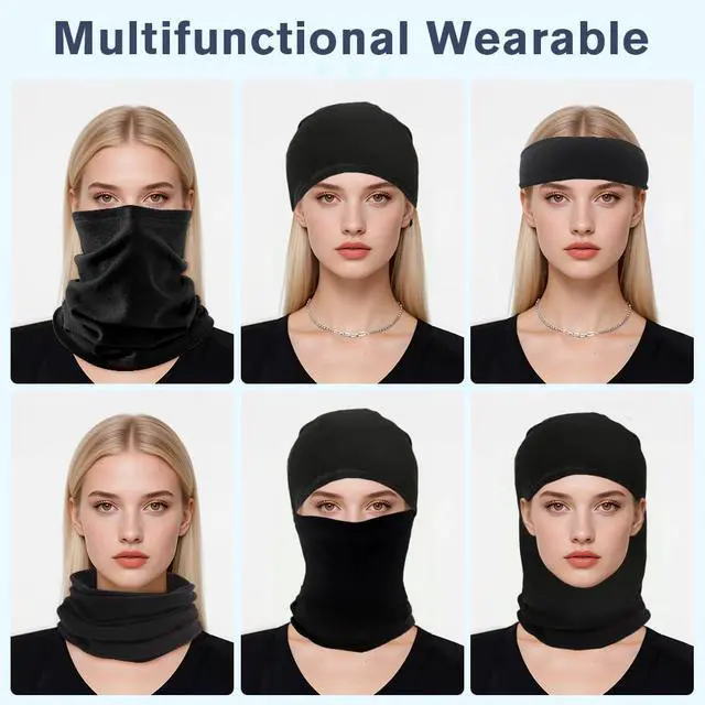 Alt view image 5 of 7 - Apidgrowth 1Pack Winter Neck Gaiter Warmer - Face Cover Scarf Windproof Fleece for Men & Women Sport Outdoors Skiing Fishing Hiking Cycling Christmas Gift Black