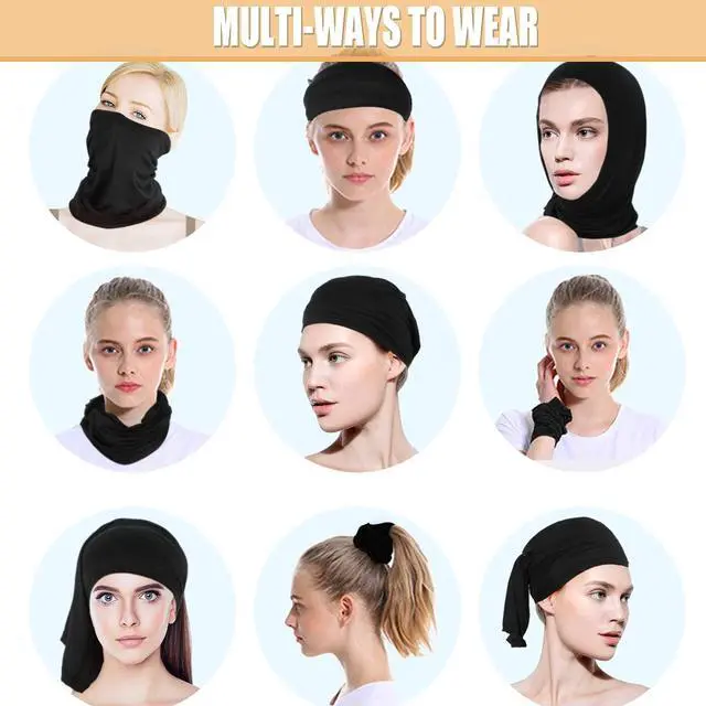 Alt view image 6 of 7 - 4 Pack Neck Gaiter Breathable Bandana Mask for Outdoor Protection, Washable Reusable Cooling Gator Mask Face Scarf Cover Protect from Dust Sun for Men Women Fishing Cycling Running Black