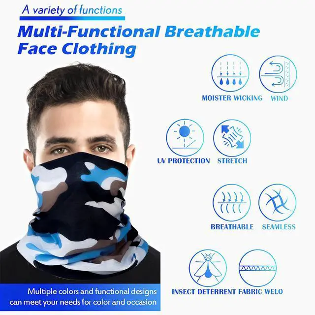 Alt view image 7 of 7 - Breathable Neck Gaiter Face Scarf Mask for Men Women Hiking, Cycling, Sports, Fishing, Sun UV Protection Bandana
