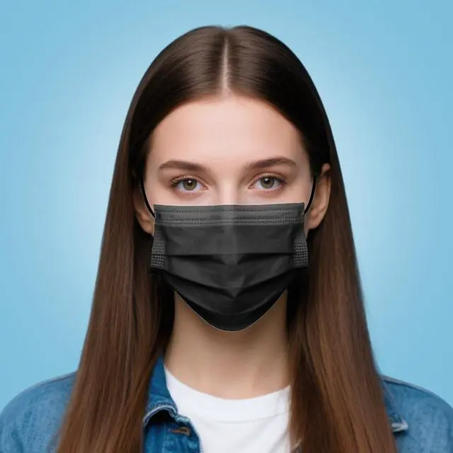 Alt view image 6 of 7 - LEMENT 100 Pcs Disposable Face Masks, 3 Ply Face Masks Black Disposable Mask, (Disposable face mask)