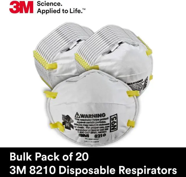 Alt view image 7 of 7 - 3M 8210 Particulate Respirator, N95, Pack of 20 Disposable Respirators, NIOSH APPROVED, Two-Strap Cup Style Design, Lightweight with Cushioning Nose Foam
