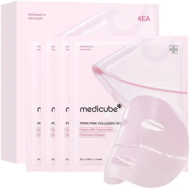 Main image of medicube Jelly Gel Mask with Salmon DNA PDRN Pink Collagen | Overnight Face Mask for Glass Glow Skin | Elasticity, Hydrating, Firming and Moisturizing | Korean Skincare, 28g x 4ea