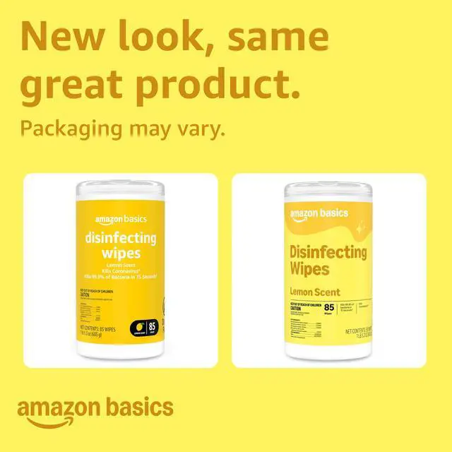 Alt view image 5 of 7 - Amazon Basics Disinfecting Wipes, Lemon Scent, Thick All Purpose Cleaning Wipes, Sanitizes/Cleans/Disinfects/Deodorizes, 85 Count