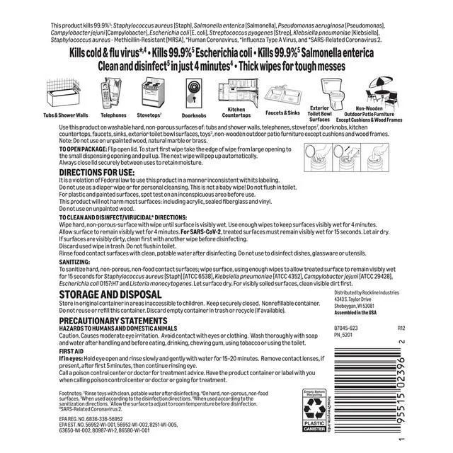 Alt view image 6 of 7 - Amazon Basics Disinfecting Wipes, Lemon Scent, Thick All Purpose Cleaning Wipes, Sanitizes/Cleans/Disinfects/Deodorizes, 85 Count