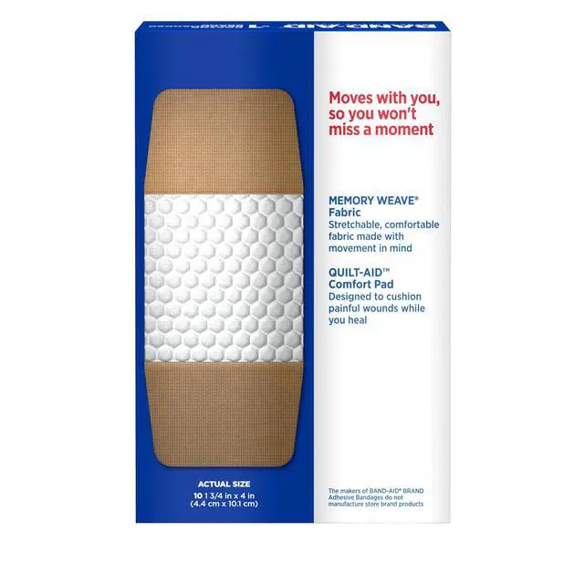 Alt view image 5 of 7 - BAND-AID Brand Sterile Flexible Fabric Adhesive Bandages, Comfortable Flexible Protection & Wound Care for Minor Cuts & Scrapes, Designed to Cushion Painful Wounds, Extra Large Size