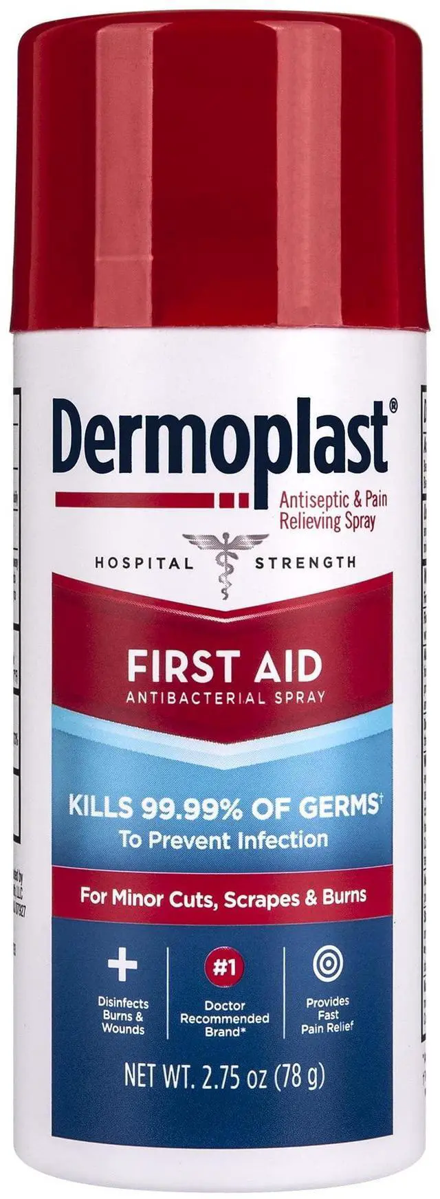 Main image of Dermoplast First Aid Spray, Analgesic & Antiseptic Spray for Wounds, Minor Cuts, Scrapes and Burns, Wound Care, 2.75 Ounce (Packaging May Vary)