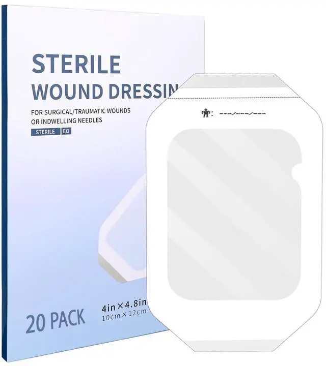 Main image of Transparent Film Dressing 4" x 5" Waterproof Wound Bandage Adhesive Patch for Post Surgical Shower IV Shield 20 Packs