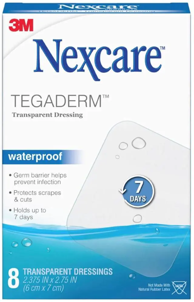 Main image of Nexcare Tegaderm Waterproof Transparent Dressing, Dirtproof, Germproof, Provides Protection To Minor Burns, Scrapes, Cuts, Blisters And Abrasions, 2.375 x 2.75 in, 8 Count