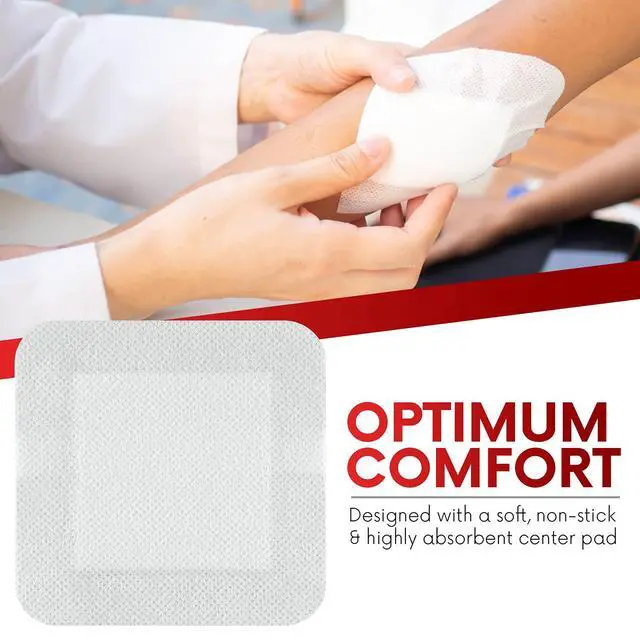 Alt view image 6 of 7 - HEALQU Island Dressing - 4"x4", 30 Count - Bordered Gauze Sterile Individually Wrapped Gauze Pads, Water-Resistant, Non-Woven Backing - Soft and Breathable Wound Dressing for First Aid and Medical