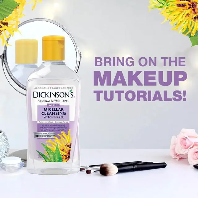 Alt view image 5 of 7 - Dickinson's Micellar Cleansing Witch Hazel, An All-in-1 Makeup Remover, Pore Refiner, Skin Cleanser and Toner; Alcohol Free with Aloe, for Sensitive Skin, 16oz