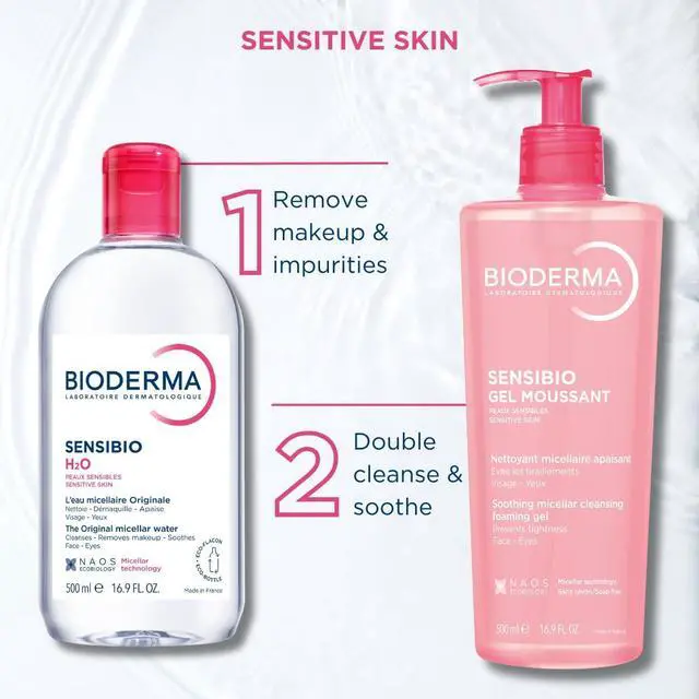 Alt view image 5 of 6 - Bioderma Sensibio H2O Micellar Water, Makeup Remover Cleanser, Gentle for Skin, Fragrance-Free & Alcohol-Free, Gentle Face Cleanser for Sensitive Skin, 16.9 Fl Oz