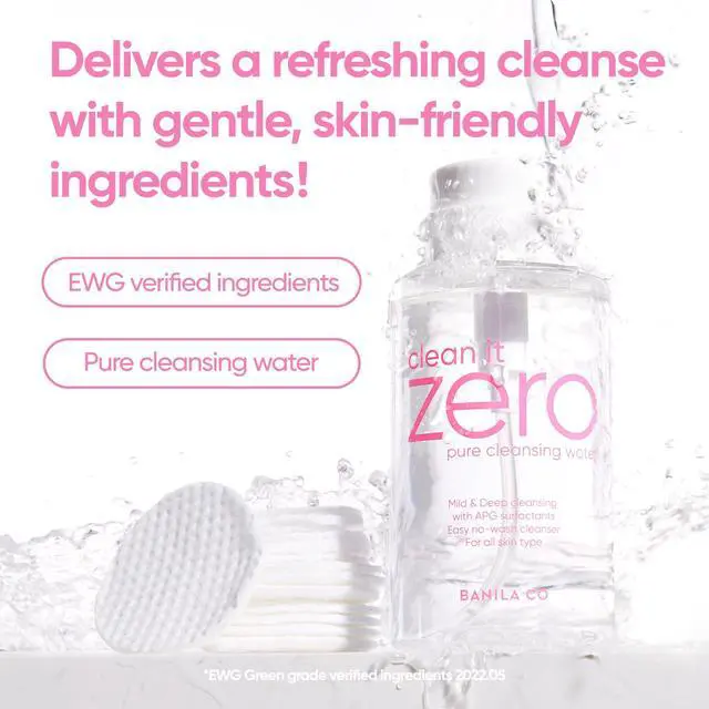 Alt view image 2 of 6 - BANILA CO Clean It Zero Pure Cleansing Water | Gentle Cleanser for Sensitive Skin | Micellar Water Makeup Remover No Rinse & Oil Free (310ml / 10.48 fl.oz)