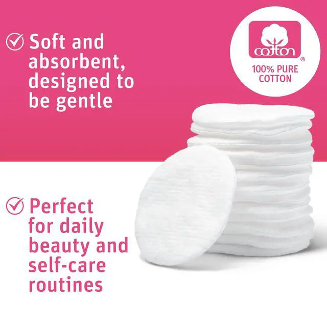 Alt view image 4 of 7 - Medline Simply Soft Cotton Rounds (300 Count), 100% Cotton Absorbent and Textured Cotton Pads, Lint-Free