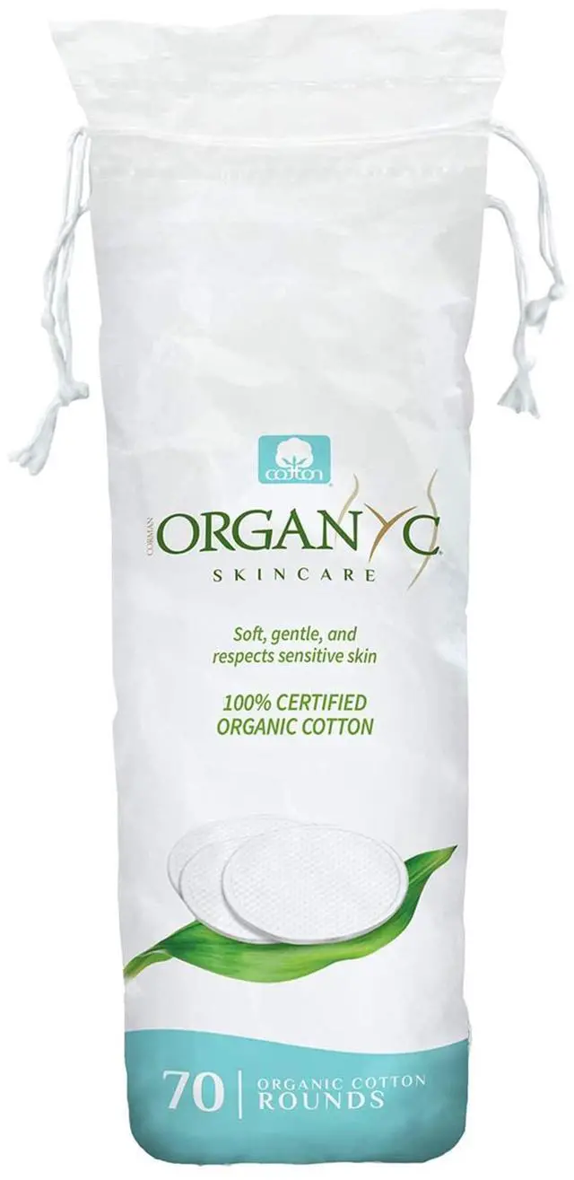 Main image of Organyc 100% Organic Cotton Rounds - Biodegradable Cotton, Chemical Free, For Sensitive Skin (70 Count) - Daily Cosmetics. Beauty and Personal Care