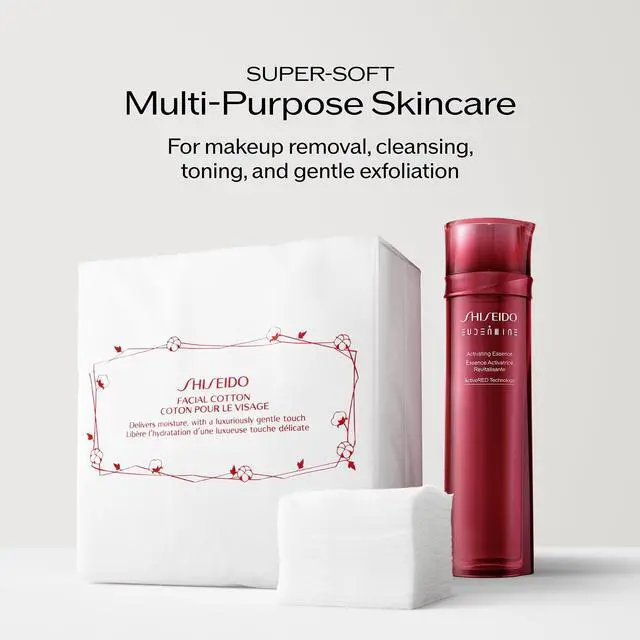 Alt view image 4 of 5 - Shiseido Facial Cotton Pads - Includes 165 Squares - for Softener Application & Makeup Removal - 100% Natural, Super Soft
