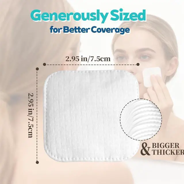 Alt view image 7 of 7 - Vexlytra Large Cotton Pads for Face (70 Count) No Tear & Lint-Free, Triple-Layer Thick Rounds for Makeup Remover, Toner, Exfoliation & Skincare