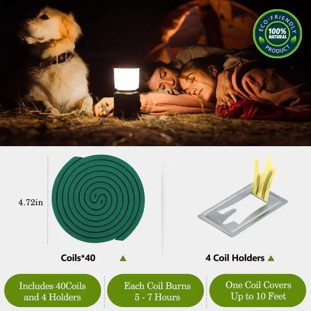 Alt view image 6 of 7 - Natural Essential Oil Scented Coils for Outdoor Use, Fresh Aroma, Burns 5-7 Hours, 40 Coils & 4 Stands for Patio Backyard