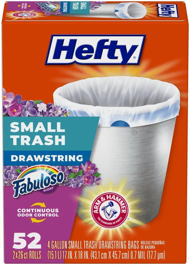 Main image of Hefty Small Trash Bags, Fabuloso Scent, 4 Gallon, 52 Count