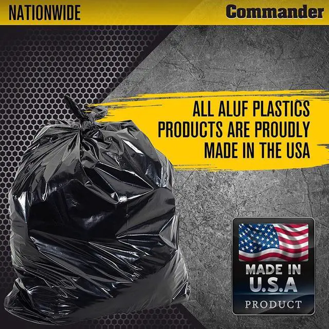 Alt view image 2 of 4 - Commander 42 Gallon 2.5 MIL Black Heavy Duty Garbage Trash Bags - 32" x 46" - Pack of 20 - For Contractor, Industrial, Institutional, & Commercial