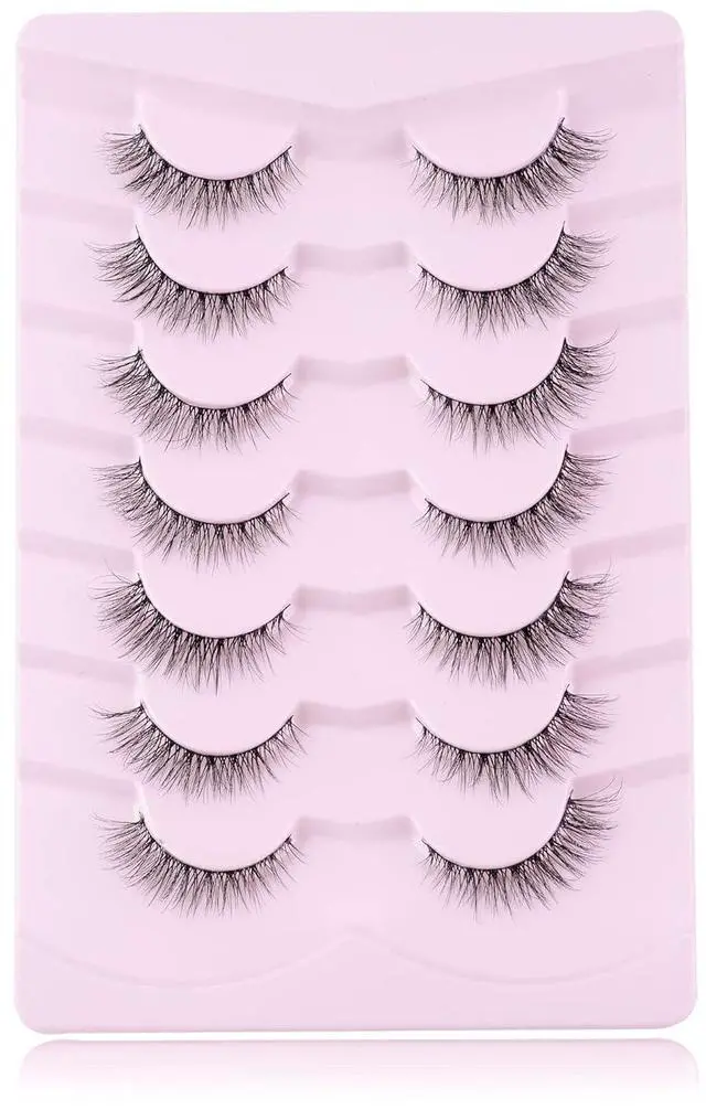 Alt view image 5 of 7 - Onlyall Natural Lashes Wispy Lashes Natural Look False Eyelashes Soft Fluffy Fake Eyelashes 7 Pairs D1 Natural (6-13MM)