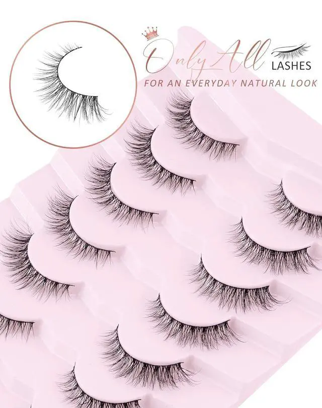 Alt view image 4 of 7 - Onlyall Natural Lashes Wispy Lashes Natural Look False Eyelashes Soft Fluffy Fake Eyelashes 7 Pairs D1 Natural (6-13MM)