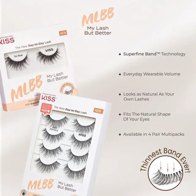 Alt view image 6 of 7 - Kiss MLBB False Eyelashes, My Lash But Better, So Real, 1 Pair, 12mm, Lightweight, Stylish, Everyday Wear Strip Lashes, Superfine Band Technology, Reusable Eyelashes Natural Look
