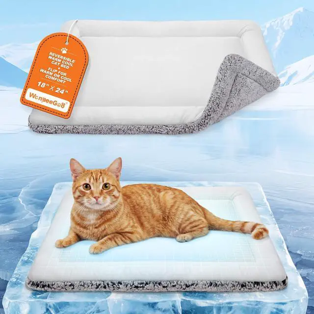 Main image of Cat Cooling Mat, Self Warming Cat Bed, Reversible Warm & Cooling Cat Bed, Winter Warm Cat Pad & Summer Cooling Cat Mat for Kittens & Small Dogs, Perfect for Crates, Beds & Sofas, Gray, 18" x 24"