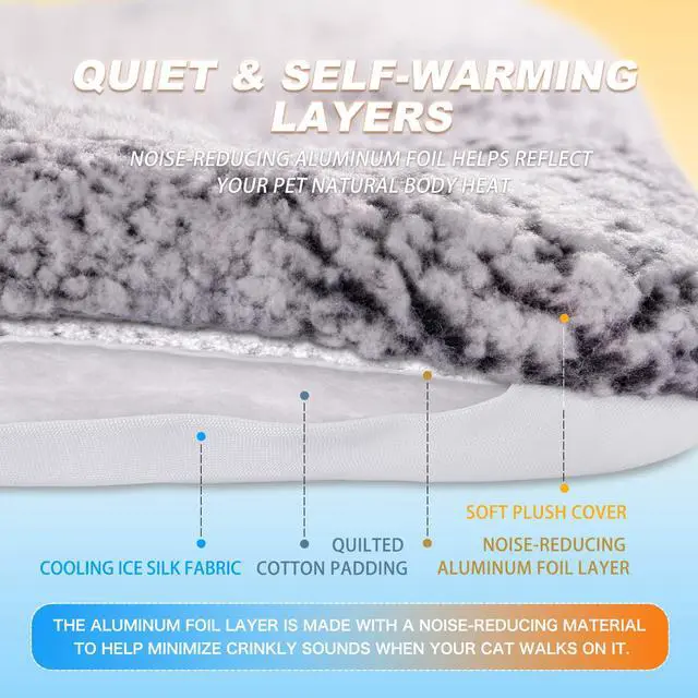 Alt view image 5 of 7 - Cat Cooling Mat, Self Warming Cat Bed, Reversible Warm & Cooling Cat Bed, Winter Warm Cat Pad & Summer Cooling Cat Mat for Kittens & Small Dogs, Perfect for Crates, Beds & Sofas, Gray, 18" x 24"