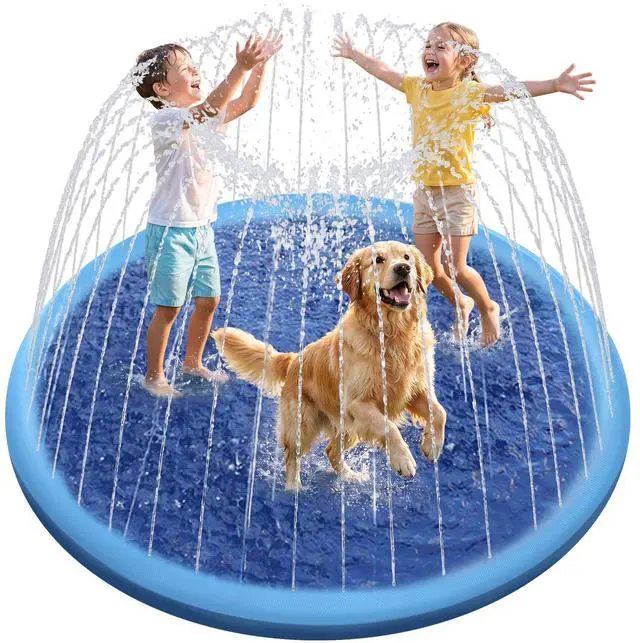 Main image of Raxurt Non-Slip Splash Pad for Kids and Dog, 67'' Splash Pad Thicken 0.58mm for Kids Ages 4-8 Toddler Baby Splash Sprinkler Pad Dog Pool Summer Outdoor Water Toys for Boys Girls